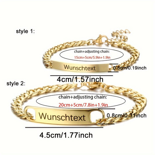 2pcs/Set Custom Name Anniversary Couple Bracelet Stainless Steel High Quality Jewelry Set Gift For Men And Women