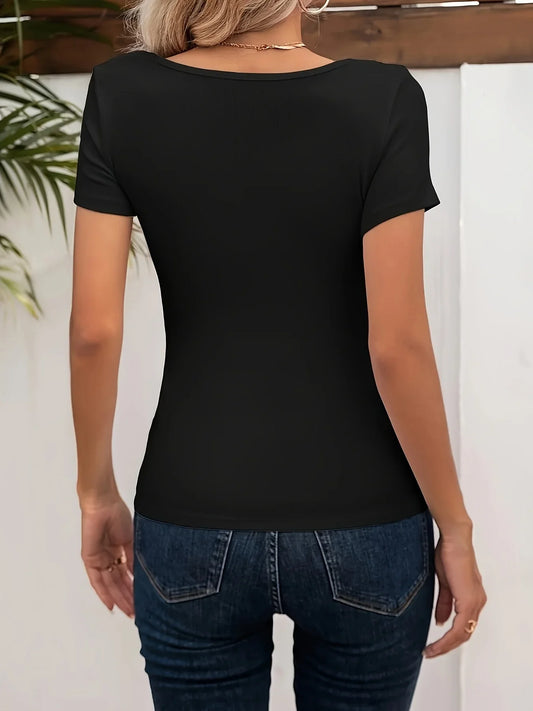 T-shirt Femme Été Décontracté Couleur Unie Manches Courtes Creux Y2k Hauts Chemises pour Femmes Thirt Chemise Femme Pornhub Haut Court
