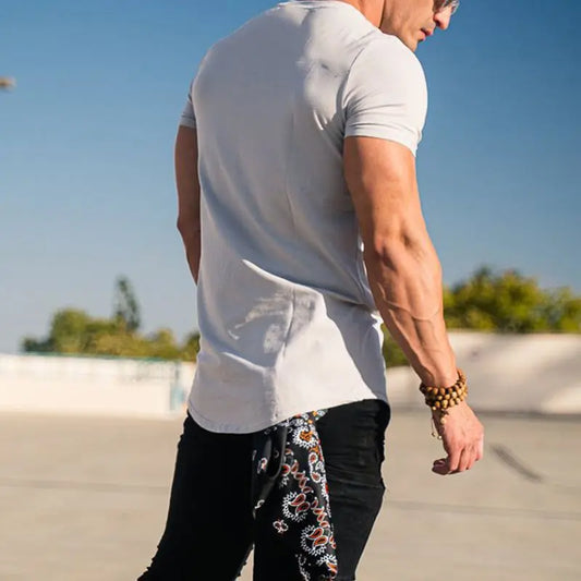 Sport Fitness T-shirt hommes musculation à manches courtes chemise d'entraînement entraînement Sport course Gym T-shirt été hauts T-shirt Rashgard