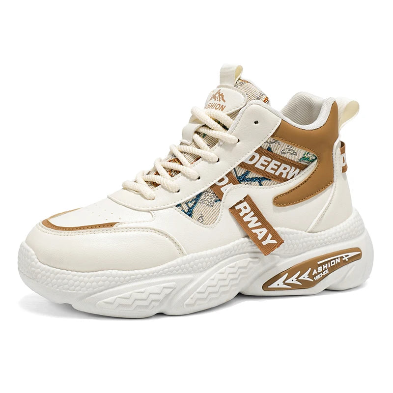 Chaussures de marche pour hommes, baskets montantes à semelle épaisse, antidérapantes, confortables, décontractées, tendance, Skateboard, nouvelle collection 2025