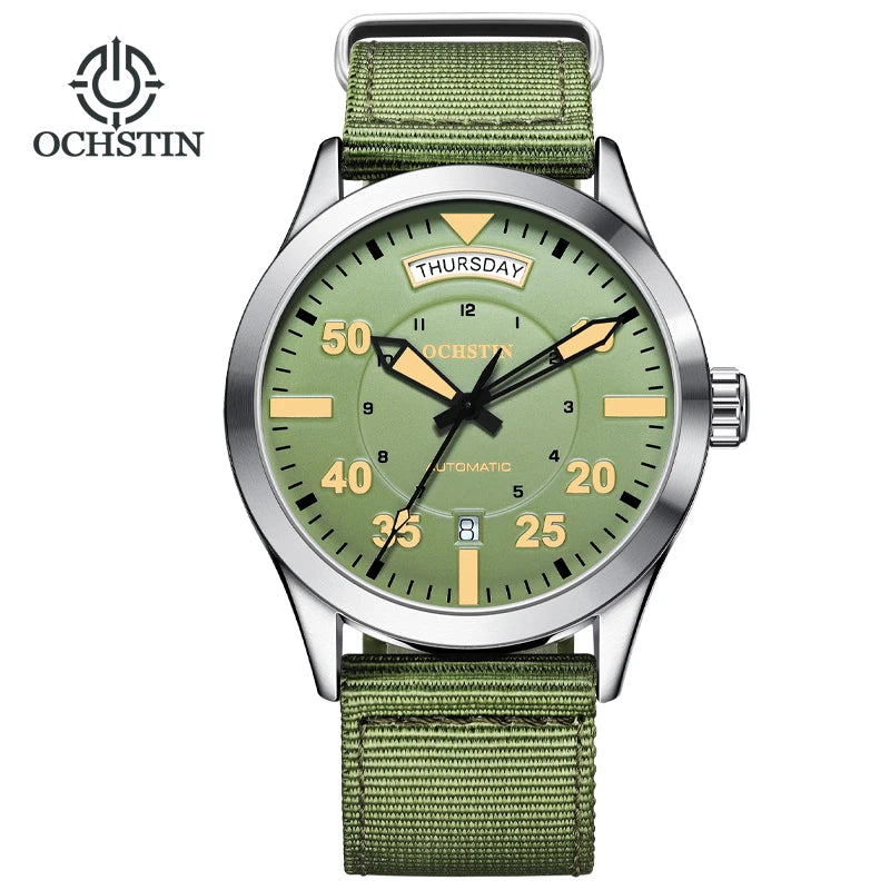 OCHSTIN hommes mode luxe mécanique automatique Date semaine montre couverture arrière transparente Design créatif avec cadran calendrier vert