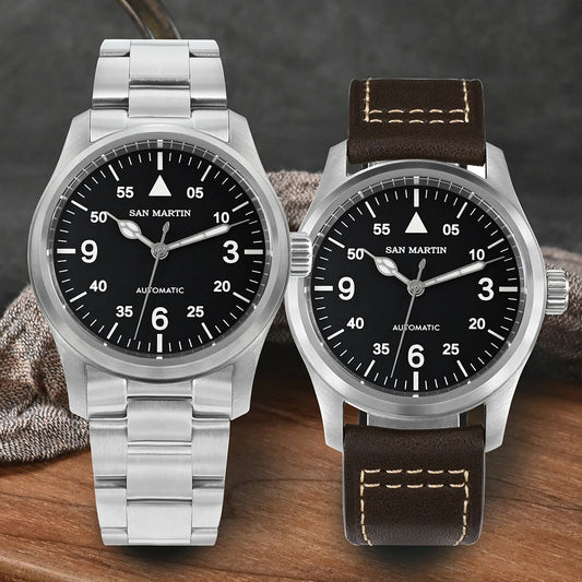 San Martin – montre pilote pour hommes, 37mm, Miyota 8215, mode Simple, militaire, automatique, mécanique, étanche à 100m, BGW-9