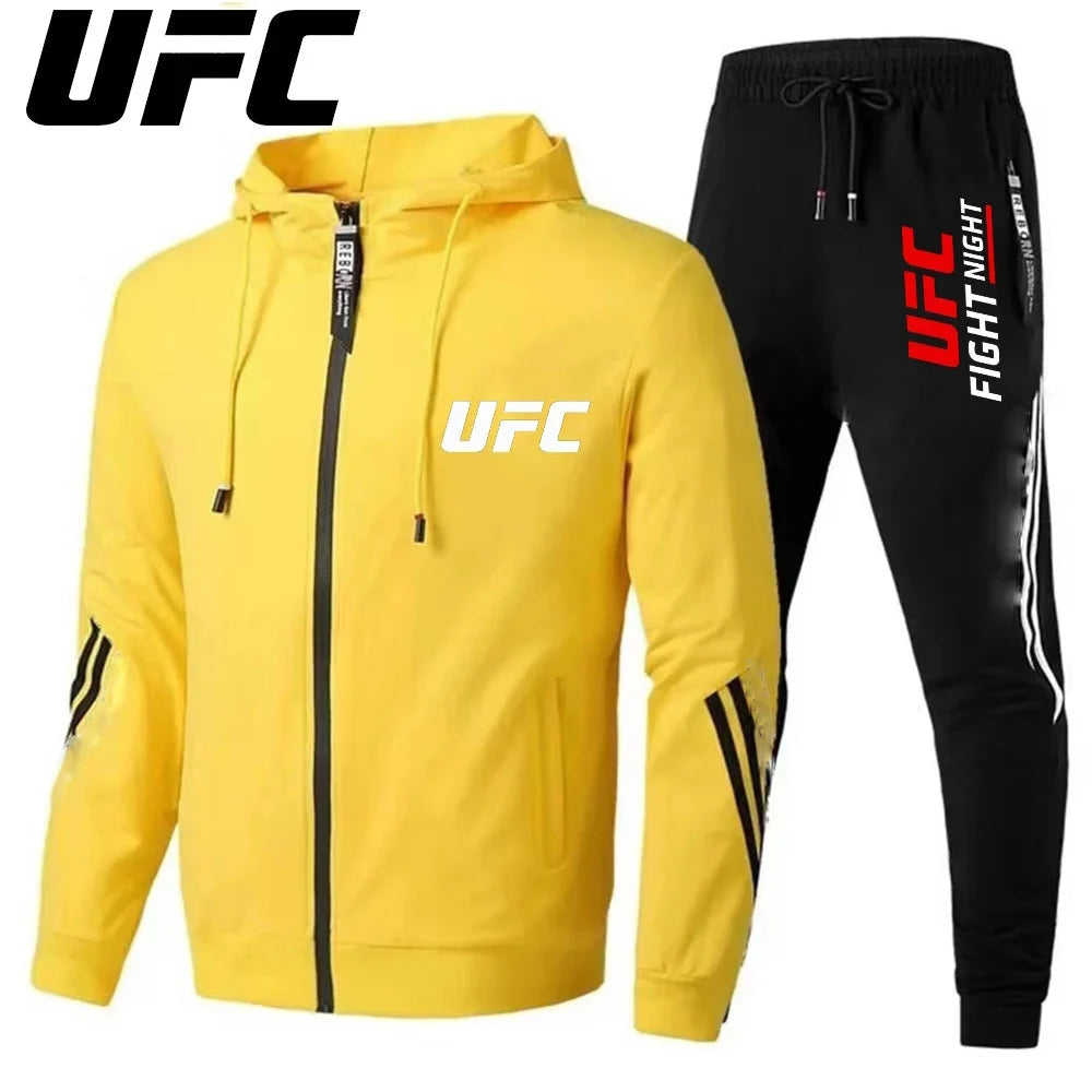 UFC – combinaison de sport de loisirs pour hommes et femmes, veste pantalon à la mode, ensemble de chapeaux de moto d'extérieur imprimés, nouvelle collection 2025