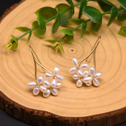 GLSEEVO – boucles d'oreilles en perles d'eau douce naturelles, style Boho, fleur, cadeaux de mariage, goutte d'eau, Bijoux pour femmes, GE0546