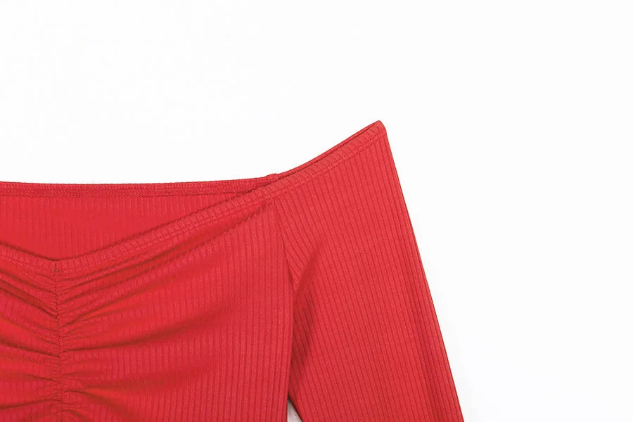 Femmes T-shirts sexy et club mode femme T-shirt à manches longues épaules nues couleur unie dame T-shirt automne T-shirts de base