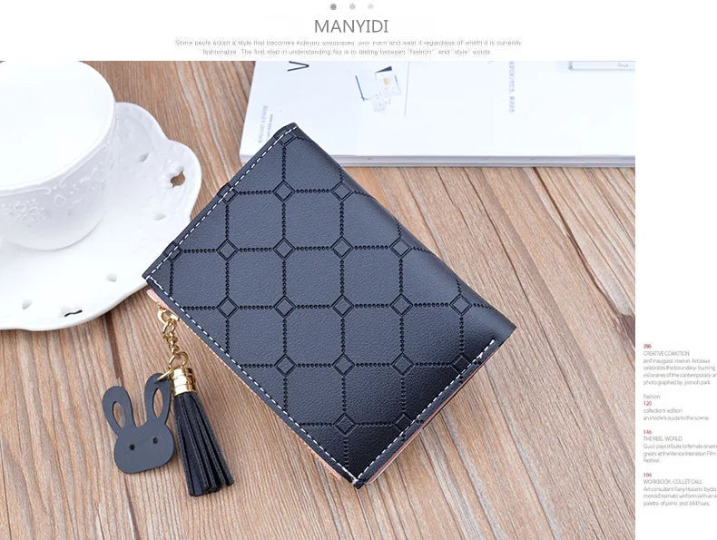 Portefeuille court patchwork pour femme, petit sac à main à fermeture éclair, portefeuilles à carreaux en relief, joli porte-cartes simple, mini sac d'argent rose