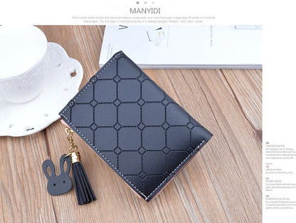 Portefeuille court patchwork pour femme, petit sac à main à fermeture éclair, portefeuilles à carreaux en relief, joli porte-cartes simple, mini sac d'argent rose