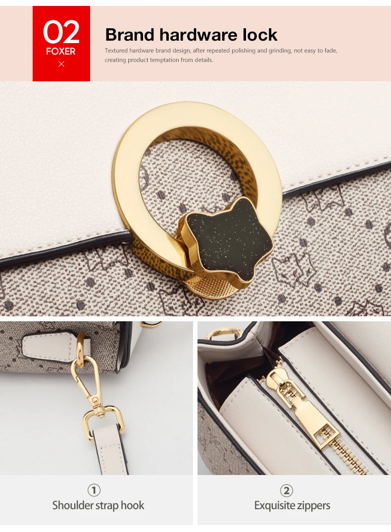 FOXER sac à bandoulière femme Vintage Signature sac fourre-tout 2025 luxe mode femme sac à main sac à bandoulière