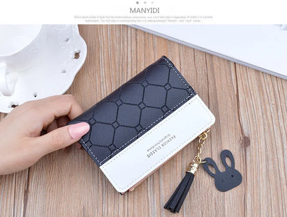 Portefeuille court patchwork pour femme, petit sac à main à fermeture éclair, portefeuilles à carreaux en relief, joli porte-cartes simple, mini sac d'argent rose