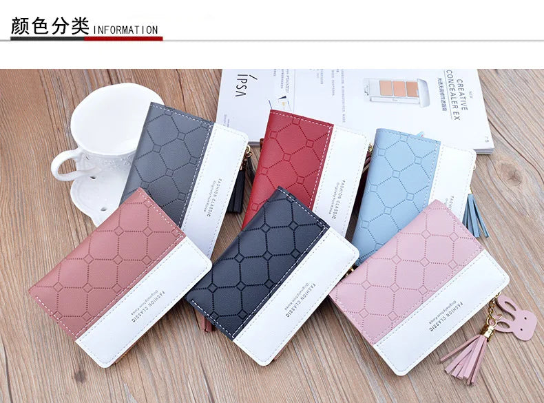 Portefeuille court patchwork pour femme, petit sac à main à fermeture éclair, portefeuilles à carreaux en relief, joli porte-cartes simple, mini sac d'argent rose