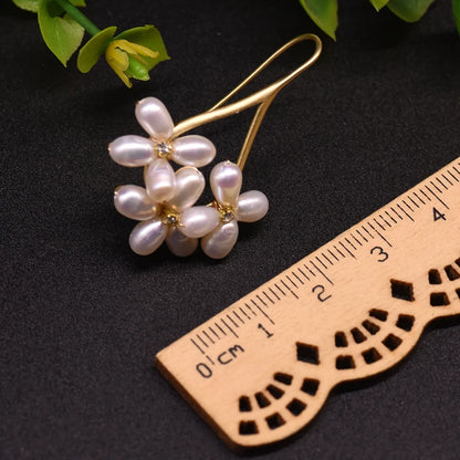 GLSEEVO – boucles d'oreilles en perles d'eau douce naturelles, style Boho, fleur, cadeaux de mariage, goutte d'eau, Bijoux pour femmes, GE0546