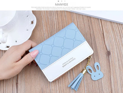 Portefeuille court patchwork pour femme, petit sac à main à fermeture éclair, portefeuilles à carreaux en relief, joli porte-cartes simple, mini sac d'argent rose