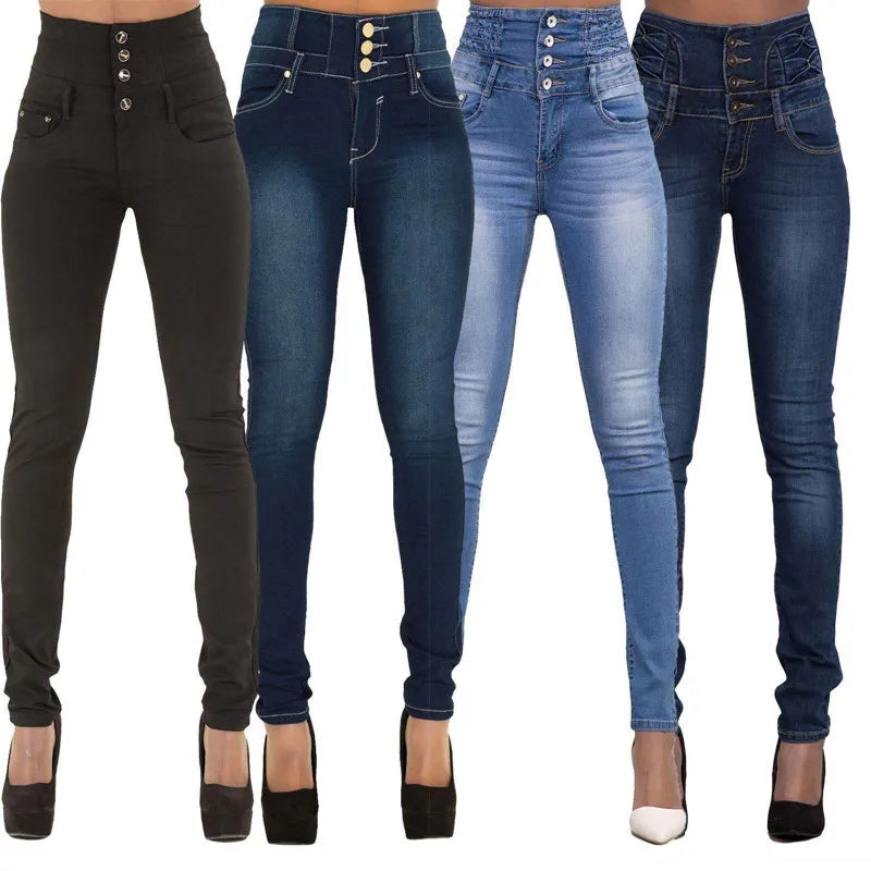 Femmes noir Jean Push Up crayon Denim pantalon dames Vintage taille haute décontractée Stretch maigre maman Jean mince Femme