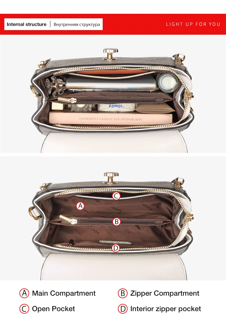 FOXER sac à bandoulière femme Vintage Signature sac fourre-tout 2025 luxe mode femme sac à main sac à bandoulière