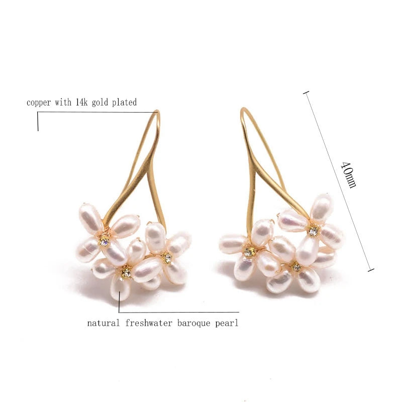 GLSEEVO – boucles d'oreilles en perles d'eau douce naturelles, style Boho, fleur, cadeaux de mariage, goutte d'eau, Bijoux pour femmes, GE0546