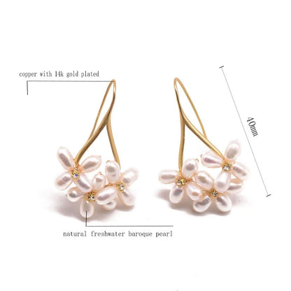 GLSEEVO – boucles d'oreilles en perles d'eau douce naturelles, style Boho, fleur, cadeaux de mariage, goutte d'eau, Bijoux pour femmes, GE0546
