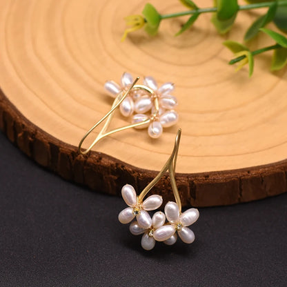 GLSEEVO – boucles d'oreilles en perles d'eau douce naturelles, style Boho, fleur, cadeaux de mariage, goutte d'eau, Bijoux pour femmes, GE0546