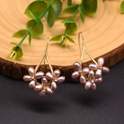GLSEEVO – boucles d'oreilles en perles d'eau douce naturelles, style Boho, fleur, cadeaux de mariage, goutte d'eau, Bijoux pour femmes, GE0546
