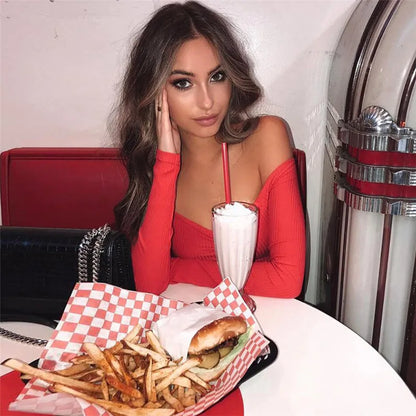 Femmes T-shirts sexy et club mode femme T-shirt à manches longues épaules nues couleur unie dame T-shirt automne T-shirts de base