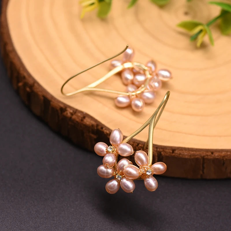 GLSEEVO – boucles d'oreilles en perles d'eau douce naturelles, style Boho, fleur, cadeaux de mariage, goutte d'eau, Bijoux pour femmes, GE0546