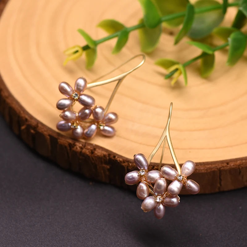 GLSEEVO – boucles d'oreilles en perles d'eau douce naturelles, style Boho, fleur, cadeaux de mariage, goutte d'eau, Bijoux pour femmes, GE0546