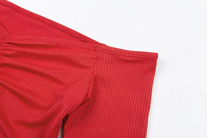 Femmes T-shirts sexy et club mode femme T-shirt à manches longues épaules nues couleur unie dame T-shirt automne T-shirts de base