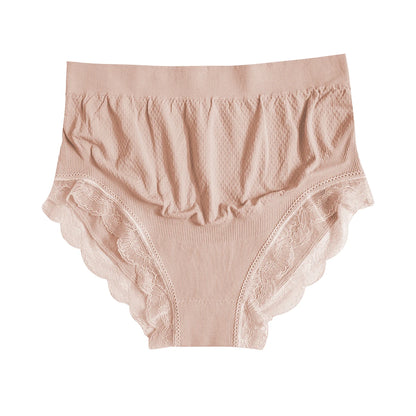 Sous-vêtement Taille Haute pour Femme Enceinte, Sans Couture, Entièrement Recouvert, Respirant et Confortable, Bordure en Dentelle