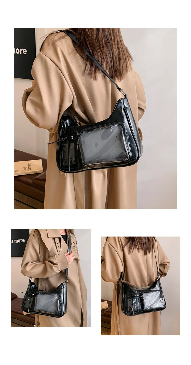 Sac à bandoulière transparent pour femme, sac à main preppy pour femme, sac à bandoulière scolaire, sac à main pour femme, designer japonais, Y2K, lancé Harajuku, coréen, Ita