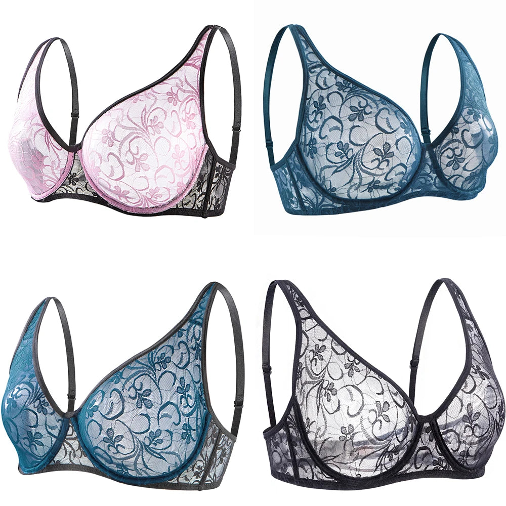Sous-vêtements pour femmes dentelle soutiens-gorge à armatures BH évider broderie élégant décontracté Sexy Lingerie hauts grande taille brassière