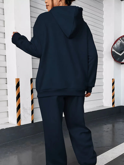 Ensemble pantalon décontracté imprimé Cool pour femmes, sweat à capuche à manches longues avec poches et cordon de serrage, sweat-shirt ample avec lettres imprimées