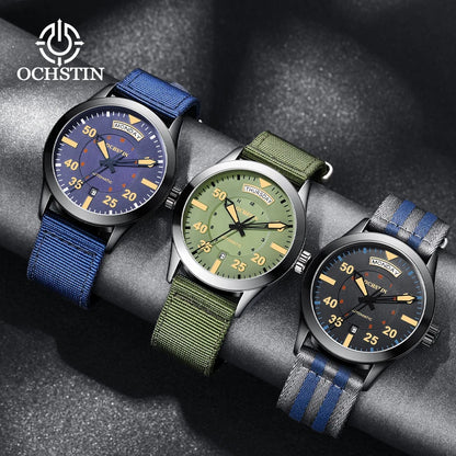 OCHSTIN hommes mode luxe mécanique automatique Date semaine montre couverture arrière transparente Design créatif avec cadran calendrier vert