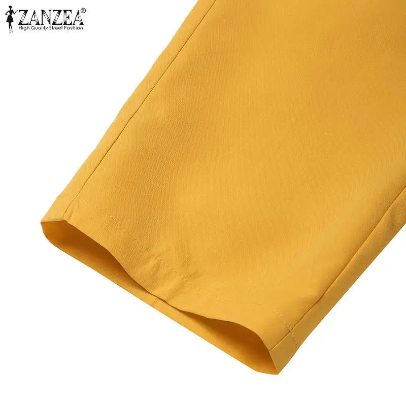 ZANZEA femmes mode 2 pièces Blazer costumes cranté revers à manches longues Blazer pantalon ensembles élégant bureau dame solide 2 pièces tenues