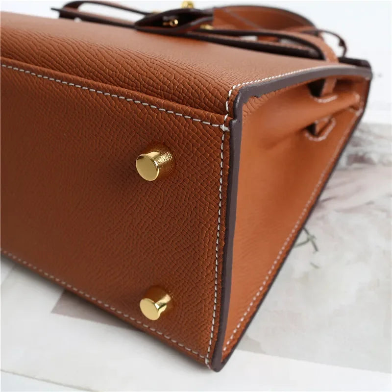 Sac à main en cuir véritable 2025, nouveau Style polyvalent, tendance, Texture haut de gamme, sac à bandoulière, sac Kelly de deuxième génération