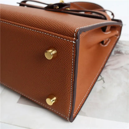 Sac à main en cuir véritable 2025, nouveau Style polyvalent, tendance, Texture haut de gamme, sac à bandoulière, sac Kelly de deuxième génération