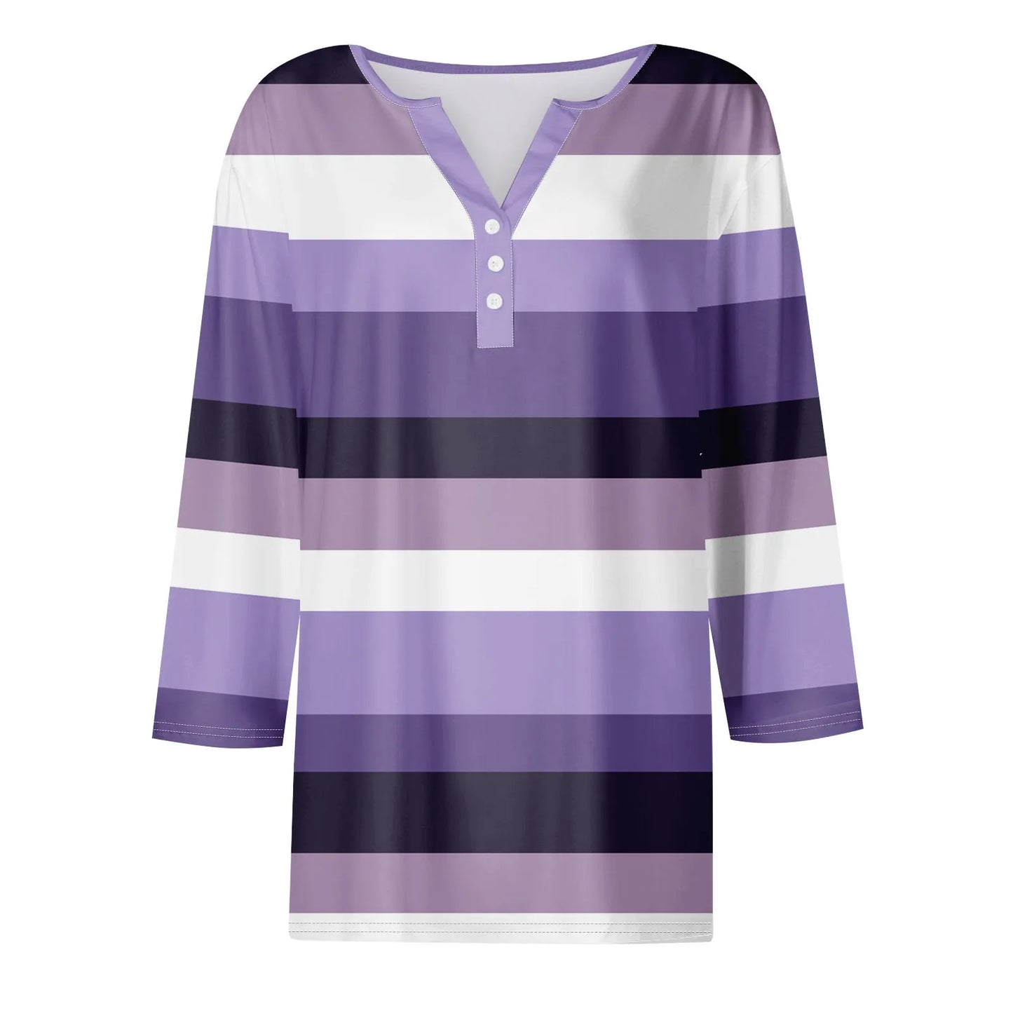 Pull décontracté à col en V pour femmes, manches 3/4, imprimé, été, délicat, 03/chemises, chemisiers