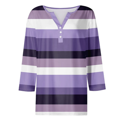 Pull décontracté à col en V pour femmes, manches 3/4, imprimé, été, délicat, 03/chemises, chemisiers