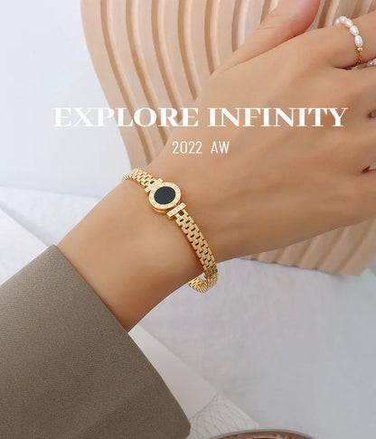 Femme Bijoux plaqué or 18 carats acier chirurgical retour à Rome amour lettre Bracelet chiffre romain Bracelet