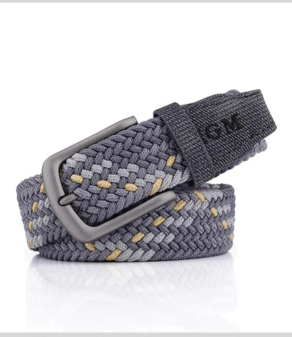 Ceinture en toile tissée pour hommes, tout élastique, extensible, pour garçons, jeunes pantalons polyvalents, Jeans, ceinture à la mode boutonnée
