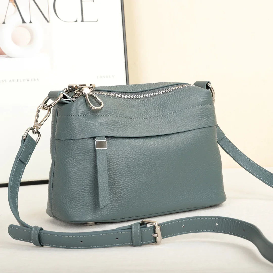 Sac à bandoulière en cuir de vachette pour femme, couche de tête, grande capacité, multi-compartiments, décontracté, sac à ati elles pratique, initié