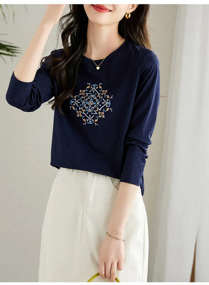 T-shirt à manches longues pour femmes, haut fin et ample, à la mode, intérieur et extérieur, printemps et automne, 2025