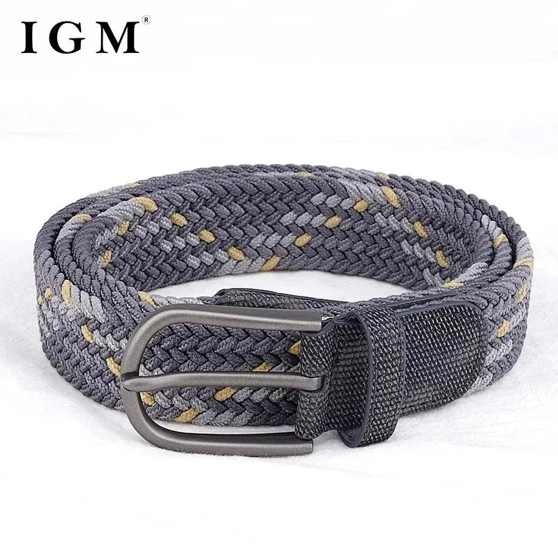 Ceinture en toile tissée pour hommes, tout élastique, extensible, pour garçons, jeunes pantalons polyvalents, Jeans, ceinture à la mode boutonnée