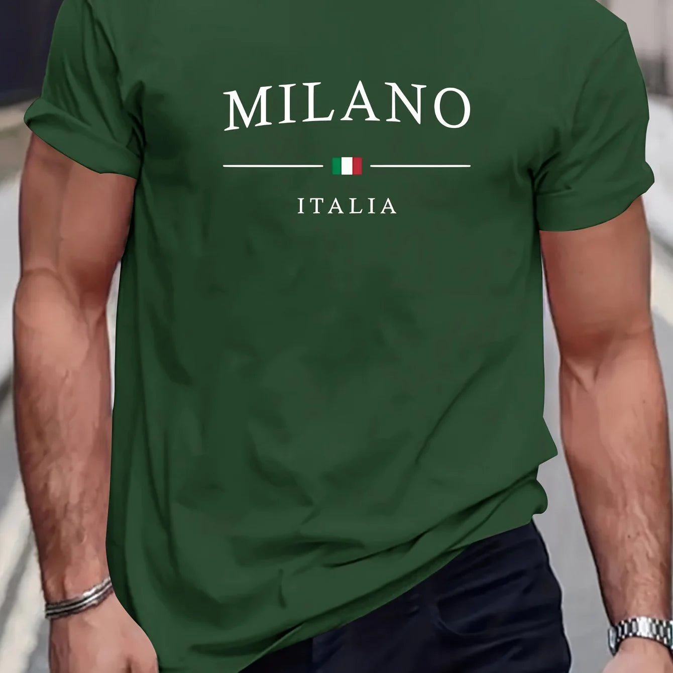 MILANO-T-shirt à Manches Courtes et Col Rond pour Homme, Haut Décontracté, Confortable, Lettre Imprimée, Été, 100% Coton, Mode