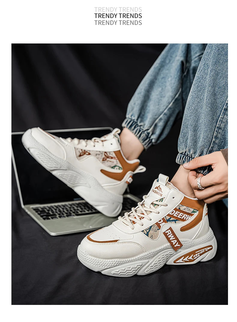 Chaussures de marche pour hommes, baskets montantes à semelle épaisse, antidérapantes, confortables, décontractées, tendance, Skateboard, nouvelle collection 2025