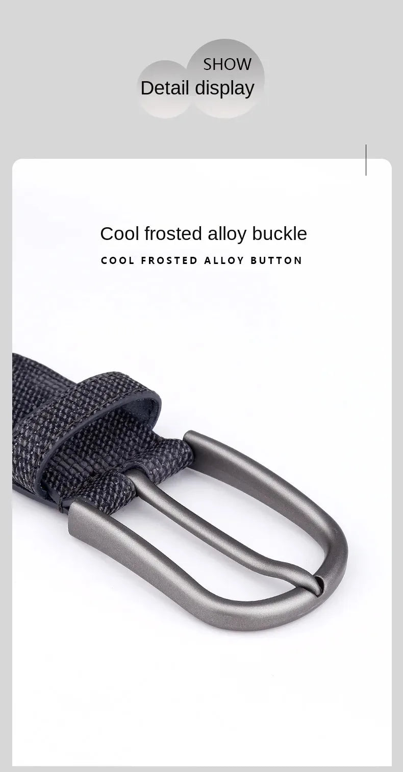 Ceinture en toile tissée pour hommes, tout élastique, extensible, pour garçons, jeunes pantalons polyvalents, Jeans, ceinture à la mode boutonnée