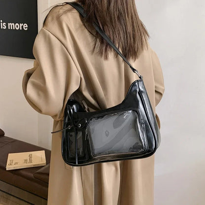Sac à bandoulière transparent pour femme, sac à main preppy pour femme, sac à bandoulière scolaire, sac à main pour femme, designer japonais, Y2K, lancé Harajuku, coréen, Ita
