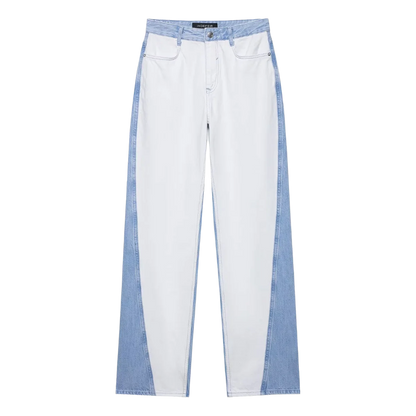 HH – costume en Denim Vintage pour femme, manteau à revers à manches longues et simple boutonnage + jean taille haute à jambes larges, ensemble de mode de rue, automne 2024