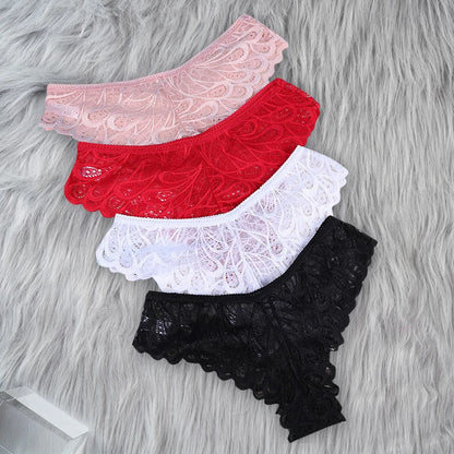 Sous-vêtements en dentelle pour femmes, culotte Sexy, couleur unie, culotte transparente, intimes, taille basse, Lingerie pour femmes,sous vetements femmes romantique