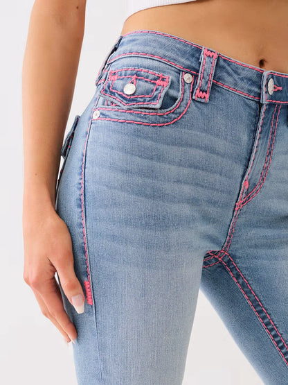 Jennie taille moyenne Super T Jean maigre broderie femmes Jean haute rue Sexy taille haute Jean femme décontracté serré lavé pantalon