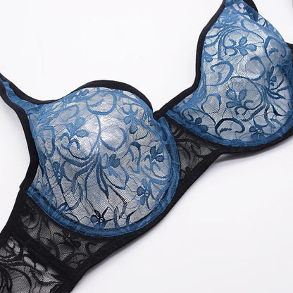 Sous-vêtements pour femmes dentelle soutiens-gorge à armatures BH évider broderie élégant décontracté Sexy Lingerie hauts grande taille brassière