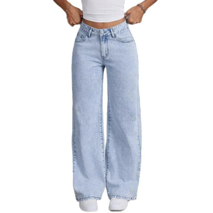 Jean pantalon droit femmes Denim lavé Jean pleine longueur maman broderie poches ample taille haute Vintage fermeture éclair mouche épissé